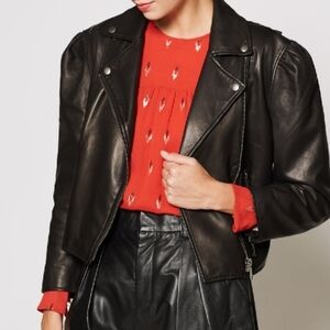 NWT JOIE‎ NECIA BLACK LEATHER JACKET SZ S